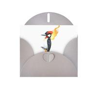 WHJSSF Gray Greeting Card Burning Woodpecker Printed Perfect for Valentine's Day, Wedding Anniversary & Party Invitations