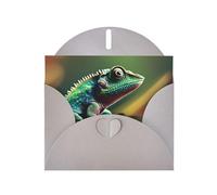 WHJSSF Gray Greeting Card Chameleon listen music Prints 4x6in for Christmas, children's birthdays, Valentine's Day, wedding anniversaries, and party invitations