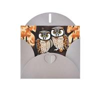 WHJSSF Gray Greeting Card Couple Owl Perch Tree Prints 4x6in for Christmas, children's birthdays, Valentine's Day, wedding anniversaries, and party invitations