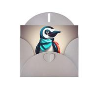 WHJSSF Gray Greeting Card Cute Penguin Prints 4x6in for Christmas, children's birthdays, Valentine's Day, wedding anniversaries, and party invitations
