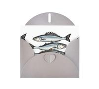 WHJSSF Gray Greeting Card Hand drawn three salted fish Prints 4x6in for Christmas, children's birthdays, Valentine's Day, wedding anniversaries, and party invitations