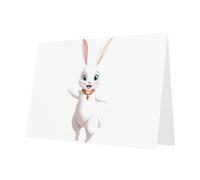 WHJSSF Gray Greeting Card Happy little white rabbit Printed Perfect for Valentine's Day, Wedding Anniversary & Party Invitations