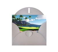 WHJSSF Gray Greeting Card Hawaii Beach Golf Course Printed Perfect for Valentine's Day, Wedding Anniversary & Party Invitations