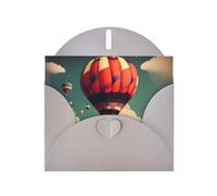 WHJSSF Gray Greeting Card Hot Air Balloon Printed Perfect for Valentine's Day, Wedding Anniversary & Party Invitations