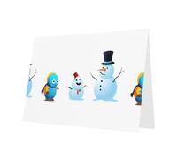 WHJSSF Gray Greeting Card Little monster next to the snowman Printed Perfect for Valentine's Day, Wedding Anniversary & Party Invitations