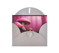 WHJSSF Gray Greeting Card Pink mushroom Printed Perfect for Valentine's Day, Wedding Anniversary & Party Invitations