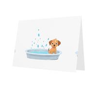 WHJSSF Gray Greeting Card Puppy taking a bath Printed Perfect for Valentine's Day, Wedding Anniversary & Party Invitations