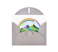 WHJSSF Gray Greeting Card Rainbow behind the mountain Printed Perfect for Valentine's Day, Wedding Anniversary & Party Invitations