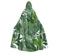 WHJSSF Green Flower Herb Sage Leaves And Branches Prints Halloween Adult Hooded Cape Cloak For Role-Playing, Stage Costumes, Parties Easy Care