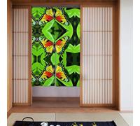 WHJSSF Green leaf colorful butterfly Prints Curtain 2 Pcs Spliced 34x56in Good Drape, Smooth and Not Easily Wrinkled, Fabric curtains, room dividers