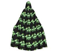 WHJSSF Green polka dot animals Pattern Halloween Adult Hooded Cape Cloak with Bow Tie for Costume Parties, Cosplay