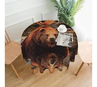 WHJSSF Grizzly Bear Prints Round Decorative Tablecloth 60in - Elevate Your Dining Experience with High-Grade Polyester Table Throw