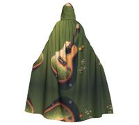 WHJSSF Guitar On The Grass Printing Halloween Adult Hooded Cape Super Large Hooded Cloak