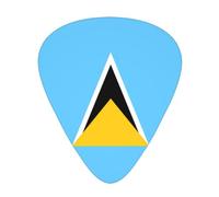 WHJSSF Guitar Picks Set of 12 - Durable ABS Celluloid Plectrums | For Electric Acoustic & Ukulele Flag Of Saint Lucia Pattern