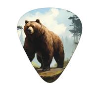WHJSSF Guitar Picks Set of 12 - Durable ABS Celluloid Plectrums | For Electric Acoustic & Ukulele Honest Brown Bear Pattern