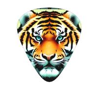 WHJSSF Guitar Picks Set of 12 - Durable ABS Celluloid Plectrums | For Electric Acoustic & Ukulele Little Fat Tiger Head Pattern