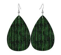 WHJSSF hacker era Prints Drip Leather Earrings - Stylish Faux Leather Drops for Women & Girls - Lightweight Dangling Charms for Party & Holiday Gifts