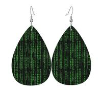 WHJSSF hacker era Prints Teardrop Leather Earrings - Lightweight Dangle Earrings for Women, Vivid Color Faux Leather Drops with Silver Plated Hooks, Stylish Accessories for Parties & Gifts