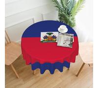 WHJSSF Haitian flag Prints Round Decorative Tablecloth 60in - High-Grade Polyester Table Throw for Dining & Outdoor Parties