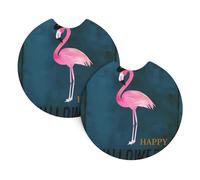 WHJSSF Halloween Flamingo Witch Hat Prints Car Cup Coasters 2-Pack - Durable Neoprene Throw for a Spotless Ride - Protects Against Spills & Fits Most Vehicles
