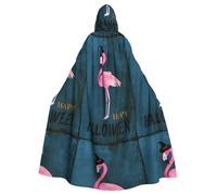 WHJSSF Halloween Flamingo Witch Hat Prints Hooded Cloak - Long Layer for Halloween & Cosplay Fun