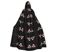 WHJSSF Halloween Hooded Cloak for Adults, Long Polyester Cape | For Cosplay Red Dragonfly On Morning Glory Prints
