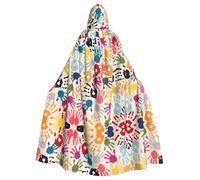 WHJSSF Hand Print Prints Hooded Cloak - Long Dramatic Throw for Costume Play