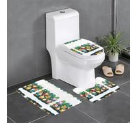 WHJSSF Happy Dancing Dwarf Prints Anti-Slip Bathroom Rugs Set - 3-Piece Contour, Oval & Rectangular Mats for Toilet, Vanity & Restrooms