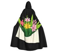 WHJSSF Happy in the envelope Pattern Halloween Adult Hooded Cape Cloak for wear during Halloween, role-playing