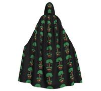 WHJSSF Happy party in the tree hole Pattern Halloween Adult Hooded Cape Cloak with Bow Tie for Costume Parties, Cosplay
