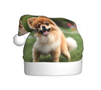 WHJSSF Happy short-haired pomeranian Printing Christmas Hat for Adult quality festive accessory crafted soft, lightweight