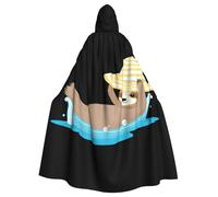 WHJSSF Happy Water Sloth On Vacation Prints Halloween Adult Hooded Cape Cloak For Role-Playing, Stage Costumes, Parties Easy Care