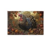 WHJSSF Harvest Turkey Prints Placemats Set of 6 12x18in - Heavy-Duty Polyester Table Covers Built for Durability & Heat Resistance