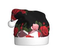 WHJSSF Heart diamond among roses Picture Christmas Hat for Adult Making It a Fun and Durable Gift for Men and Women