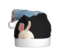 WHJSSF Heart-shaped rabbit on the cloud Picture Christmas Hat for Adult Making It a Fun and Durable Gift for Men and Women