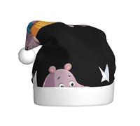 WHJSSF Hippo playing with paper airplanes Picture Christmas Hat for Adult Making It a Fun and Durable Gift for Men and Women