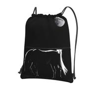 WHJSSF Horse Under The Moon Prints Drawstring Zipper Backpack - Lightweight Foldable Gym Bag for Travel, Yoga, Hiking & Everyday Essentials