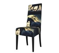 WHJSSF Horse Under The Moon Prints Protection Cover for Dining Chair - Soft, Comfortable, Wrinkle-Resistant Elastic Fits Most Armless Chairs