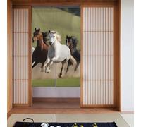 WHJSSF Horses at the gallop Printed Door curtain partition splicing privacy protection suitable for kitchen, bathroom, room 34x56in