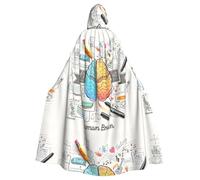 WHJSSF Human Brain Prints Hooded Cloak - Long Costume Throw, Soft Halloween Layer & Drawstring Tie