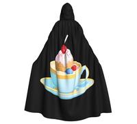 WHJSSF Ice cream in a teacup Printing Halloween Adult Hooded Cape Cloak - Super Large Hooded Cloak No Zipper
