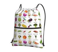 WHJSSF Introduction Of Various Vegetables Prints Drawstring Zipper Backpack - Lightweight Water-Resistant Sport Gym Bag with Front Pocket & Internal Organizer - Perfect for Travel, Yoga & Hiking
