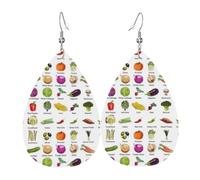 WHJSSF Introduction Of Various Vegetables Prints Drip Leather Earrings - Stylish Faux Leather Drops for Women & Girls - Lightweight Dangling Charms for Party & Holiday Gifts