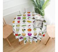 WHJSSF Introduction Of Various Vegetables Prints Round Decorative Tablecloth 60in - High-Grade Polyester Table Throw for Dining & Outdoor Parties