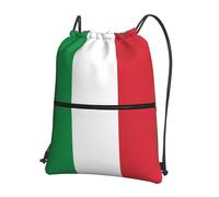 WHJSSF Italian flag Prints Drawstring Zipper Backpack - Lightweight Water-Resistant Sport Gym Bag with Front Pocket & Internal Organizer - Perfect for Travel, Yoga & Hiking