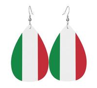 WHJSSF Italian flag Prints Teardrop Leather Earrings - Lightweight Dangle Earrings for Women, Vivid Color Faux Leather Drops with Silver Plated Hooks, Stylish Accessories for Parties & Gifts