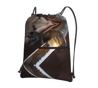 WHJSSF Japan Samurai Sword Prints Drawstring Zipper Backpack - Lightweight Water-Resistant Sport Gym Travel Bag with Front Pocket & Internal Organizer
