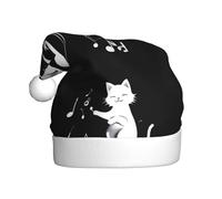 WHJSSF Kitten listening to musical notes Picture Christmas Hat for Adult Making It a Fun and Durable Gift for Men and Women