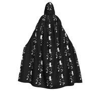 WHJSSF Kitten Listening To Musical Notes Prints Halloween Adult Hooded Cape Cloak - Super Large Hooded Cloak No Zipper
