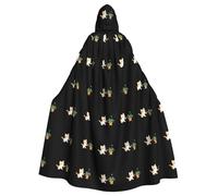 WHJSSF Kitten Planting Flowers Prints Halloween Adult Hooded Cape Cloak - Super Large Hooded Cloak No Zipper